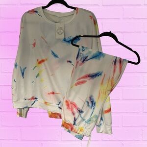 NWT Floral Blooming Sweat Suit - Tie-Dye